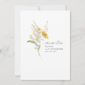 Gelbe Wildblumen-Sonnenblumen-Hochzeit Save The Date (Rückseite)