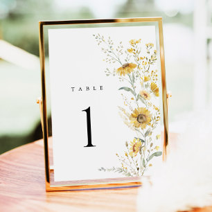 Gelbe Wildblumen-Sonnenblumen-Hochzeitstischnummer