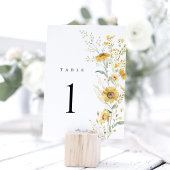 Gelbe Wildblumen-Sonnenblumen-Hochzeitstischnummer