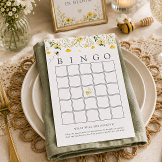 Gelbe Wildblumen Süße Biene Baby Bingo Spielkarte