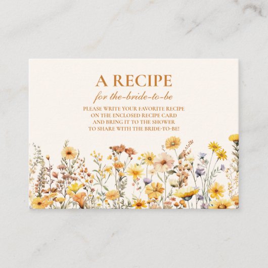 Gelbe Wildblumen und Brautparty Begleitkarte (Vorderseite)
