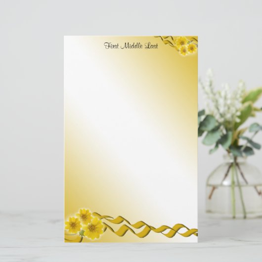 Gelbe Wildblumen und Ribbons Briefpapier (Stehend Vorderseite)