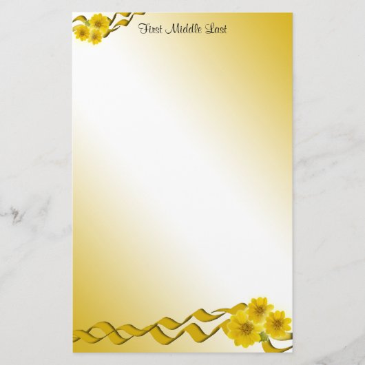 Gelbe Wildblumen und Ribbons - Grenzen nach Maß Briefpapier (Vorderseite)