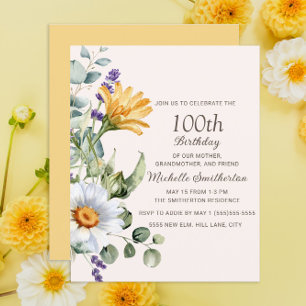 Gelbe Wildblumen Weiße Gänseblümchen 100. Geburtst
