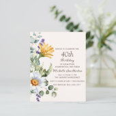 Gelbe Wildblumen Weiße Nadeln 40. Geburtstag (Stehend Vorderseite)