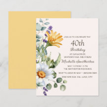 Gelbe Wildblumen Weiße Nadeln 40. Geburtstag