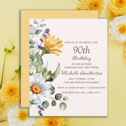 Gelbe Wildblumen Weißer Milchmarkt 90. Geburtstag