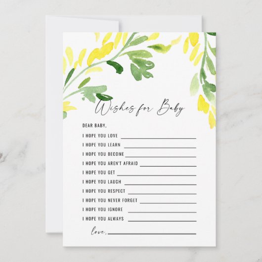 Gelbe Wildblumen Wünsche für Baby Einladung (Vorderseite)