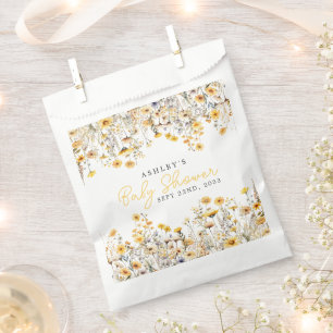 Gelbe Wilde Blumen Boho Aquarell Babyparty Geschenktütchen