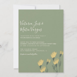 Gelbe Wilde Blumen Florale Grünpflanzen Hochzeit S Einladung