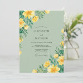 Gelbe wilde Minze Hochzeit Einladung (Stehend Vorderseite)