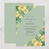Gelbe wilde Minze Hochzeit Einladung (Vorne/Hinten)