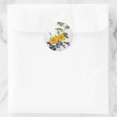 Gelbe Wilde Rose, Pierre Joseph Redouté Runder Aufkleber (Tasche)