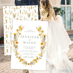 Gelbe winzige Blume Wildblumen Hochzeit Einladung