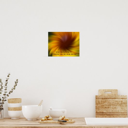 Gelbe Wirbel träumen inspirierendes Zitat Poster (Küche)