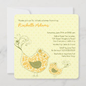 Gelbe Wirble Mama & Baby Bird Baby Dusche Einladung (Vorderseite)