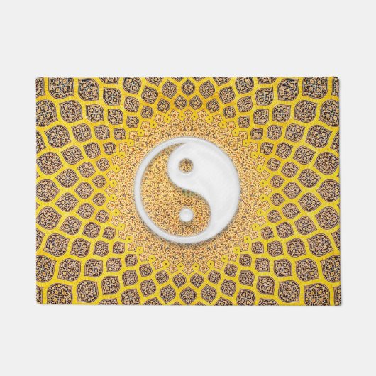 Gelbe Ying Yang Mandala Fußmatte (Vorderseite)