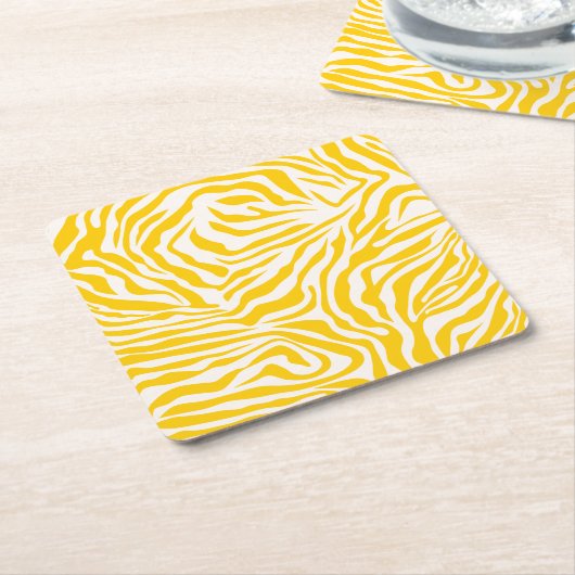 Gelbe Zebra Streifen Preppy Wild Animal Print Rechteckiger Pappuntersetzer (angewinkelt)