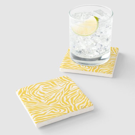 Gelbe Zebra Streifen Preppy Wild Animal Print Steinuntersetzer (Seitenansicht)