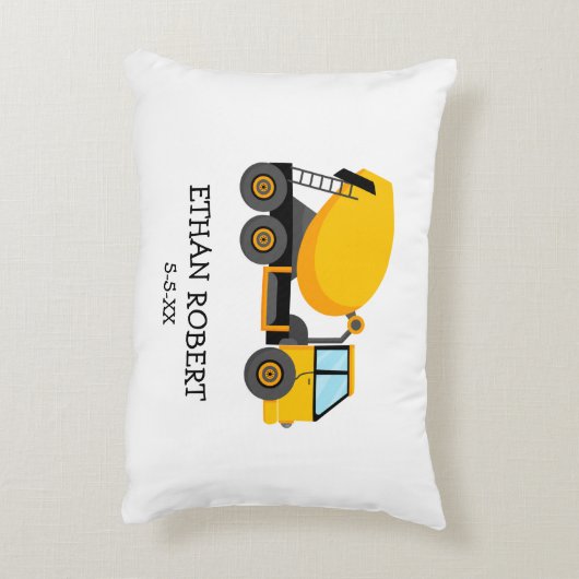 Gelbe Zement-Konstruktionswagen Custom Little Boy Dekokissen (Rückseite(Vertikal))