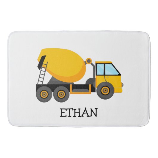 Gelbe Zement-Konstruktionswagen für Kleinkinder Badematte (Vorderseite)