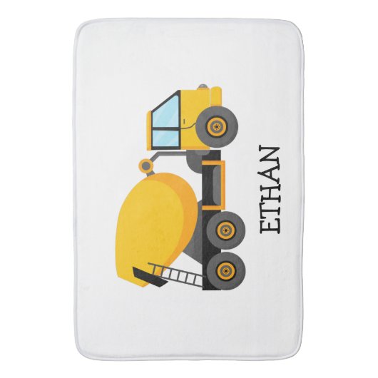 Gelbe Zement-Konstruktionswagen für Kleinkinder Badematte (Vorderseite Vertikal)