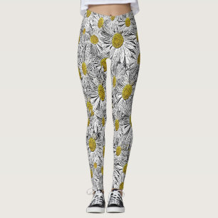 Gelbe zentrierte Daisies Leggings
