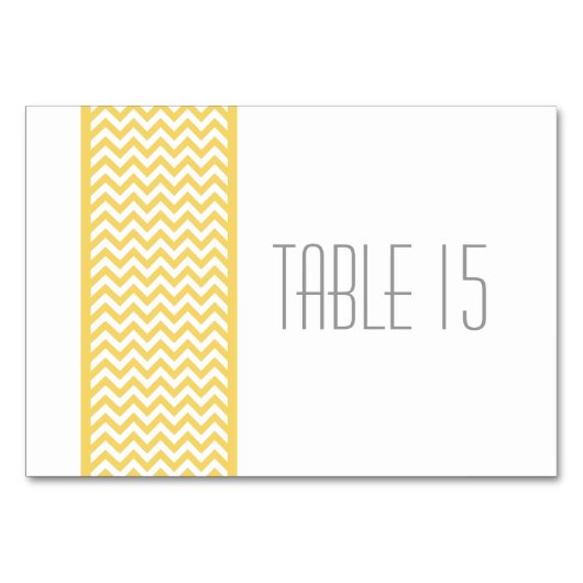 Gelbe Zickzack Border Table Card Tischnummer (Vorderseite)