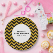 Gelbe Zickzack Glitzer Babydusche Teller (Party)