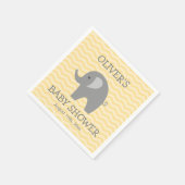 Gelbe Zickzack-graue-Elefant-Babydusche Serviette (Ecke)