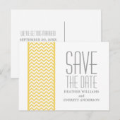 Gelbe Zickzack Grenze Save the Date Postkarte (Vorne/Hinten)