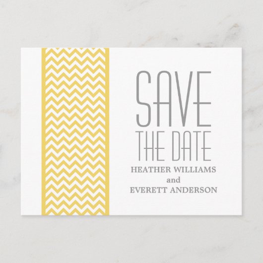 Gelbe Zickzack Grenze Save the Date Postkarte (Vorderseite)