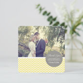 Gelbe Zickzack Hochzeit danken Ihnen zu kardieren Dankeskarte (Stehend Vorderseite)