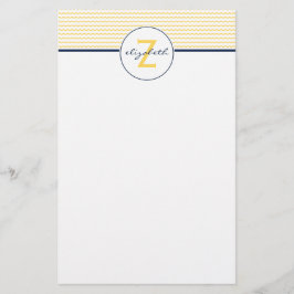Gelbe Zickzack Monogramm Briefpapier