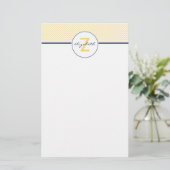 Gelbe Zickzack Monogramm Briefpapier (Stehend Vorderseite)