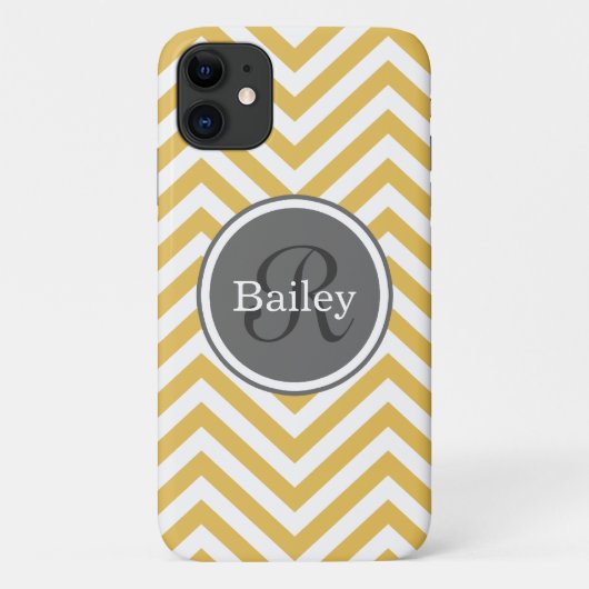 Gelbe Zickzack Monogramm Case-Mate iPhone Hülle (Rückseite)