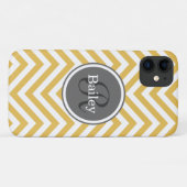 Gelbe Zickzack Monogramm Case-Mate iPhone Hülle (Rückseite (Horizontal))