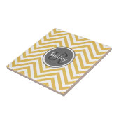 Gelbe Zickzack Monogramm Fliese (Seite)