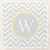 Gelbe Zickzack Monogramm Glasuntersetzer (Vorderseite)