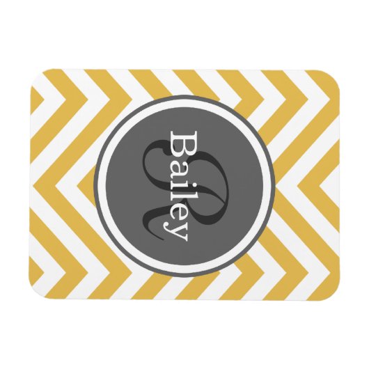Gelbe Zickzack Monogramm Magnet (Horizontal)