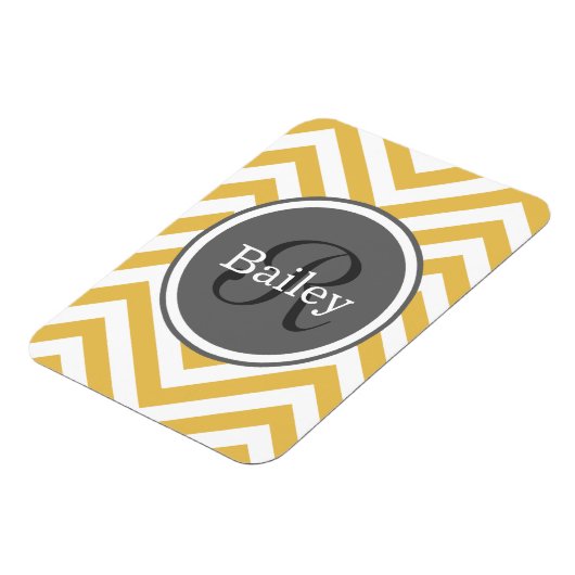 Gelbe Zickzack Monogramm Magnet (Linke Seite)