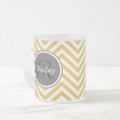 Gelbe Zickzack Monogramm Mattglastasse (Vorderseite Links)