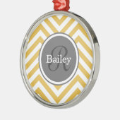 Gelbe Zickzack Monogramm Ornament Aus Metall (Links)