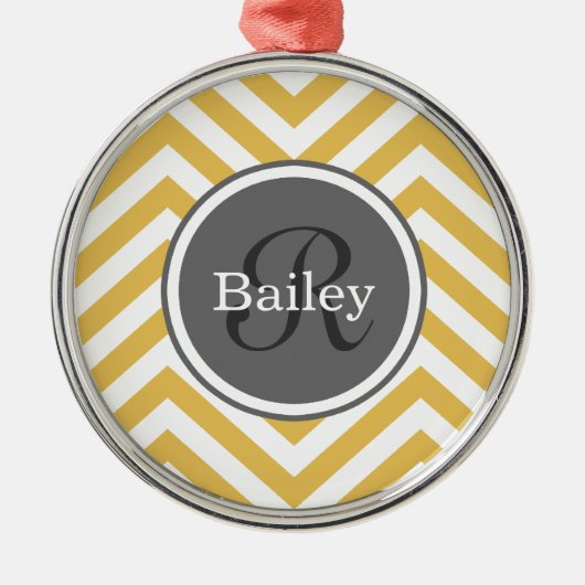 Gelbe Zickzack Monogramm Ornament Aus Metall (Vorne)