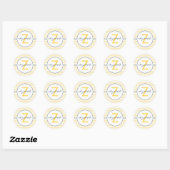 Gelbe Zickzack Monogramm Runder Aufkleber (Blatt)