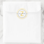 Gelbe Zickzack Monogramm Runder Aufkleber (Tasche)