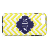 Gelbe Zickzack Navy-Quatrefolie 3 Monogramm Case-Mate iPhone Hülle (Rückseite (Horizontal))