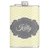 Gelbe Zickzack Personalisierte Flasche Flachmann (Vorderseite)