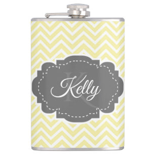 Gelbe Zickzack Personalisierte Flasche Flachmann
