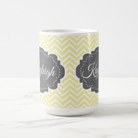 Gelbe Zickzack Personalisierte Kaffee-Tasse Kaffeetasse (Mittel)